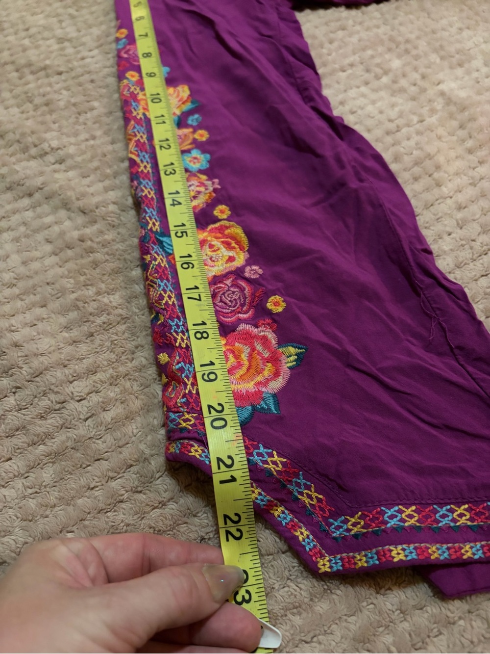 Sundance Vibrant Purple Floral Embroidered Peasant Blouse - Picture 4 of 6
